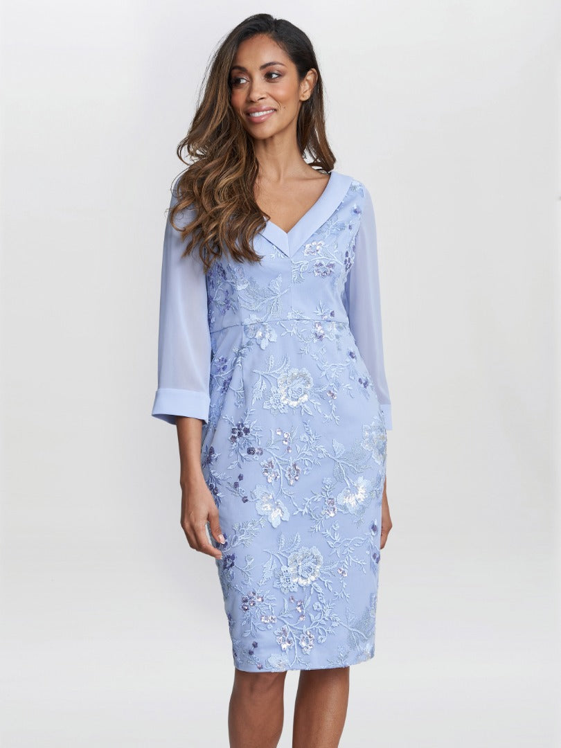 Daisy Crepe Dress With Embroidery Gina Bacconi Daisy Crepe Dress With Embroidery Gina Bacconi