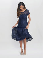 Genny Cap Sleeve Midi Length Sequin Lace Dress