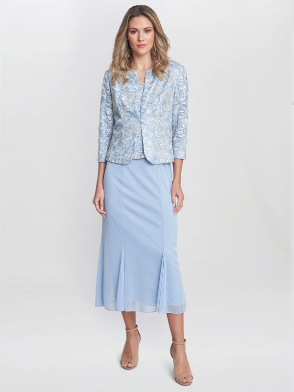 Joyce Midi Dress And Jacket With Embroidered Lace