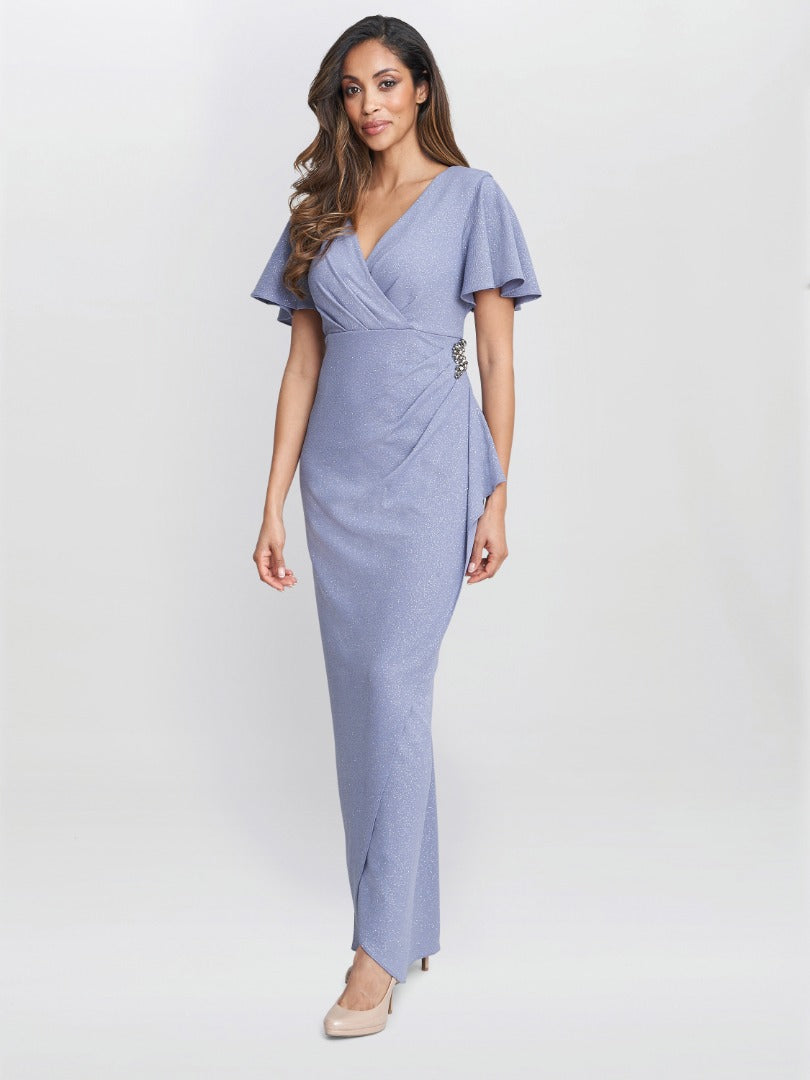alissa tiered maxi dress Alissa Maxi Dress With Hip Embellishment – Gina Bacconi