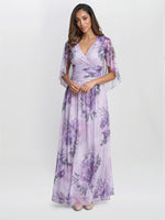 Caroline Printed Maxi Dress With Overlay Sleeves