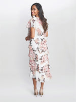 Alice Midi Printed Tiered Dress With Shoulder Embellishment