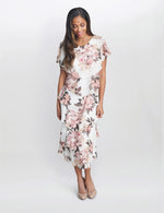 Alice Midi Printed Tiered Dress With Shoulder Embellishment