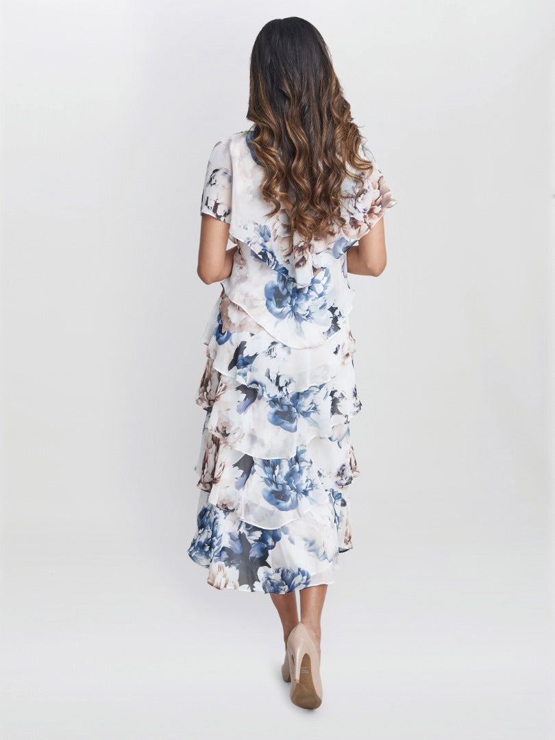 jocelyn elegant floral sheath dress Jocelyn Sleeveless Dress in Crinkled Silk Blend L