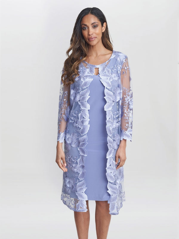 Savoy Embroidered Lace Mock Jacket With Jersey Dress