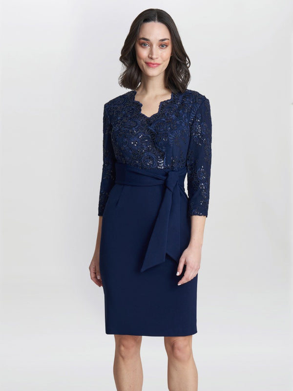 Robyn Petite Embroidered Dress With Tie Belt