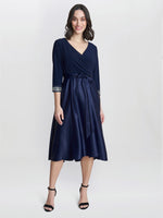 Doris Petite Midi High Low Dress With Tie Belt