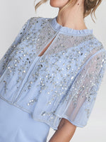 Monica Beaded Jacket With Stand Frill Neck And Butterfly Sleeve