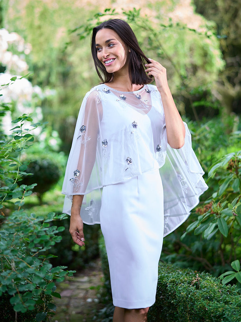 Vera Beaded Cape With Delicate Small Flowers – Gina Bacconi
