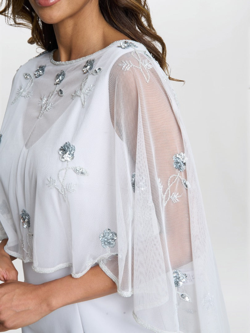 Vera Beaded Cape With Delicate Small Flowers Gina Bacconi Vera Beaded Cape With Delicate Small Flowers Gina Bacconi