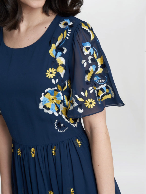 Stella Embroidered Dress With Flowers