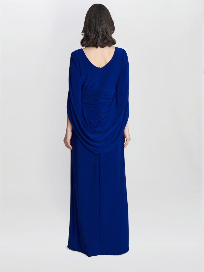 Maxi Dress Gina Bacconi Blue Dress Jenna Draped Back Shoulder