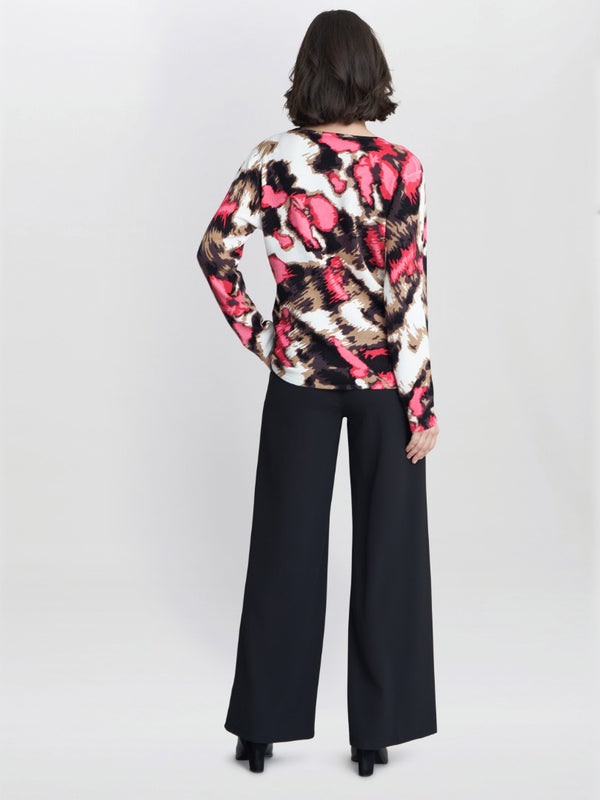 Mazie Abstract Pink Leopard Diamante Jumper