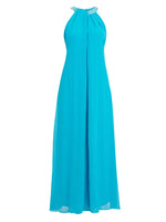 Pamela Halter Neck Maxi Dress With Beaded Neckline