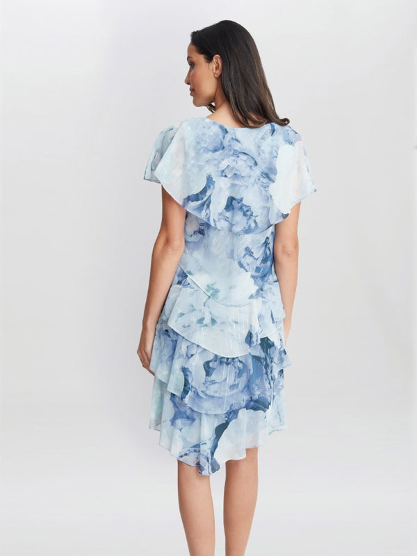 Rosanna Printed Tiered Dress With Shoulder Embellishment