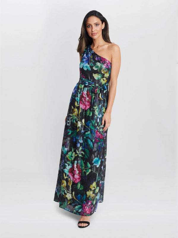 Rosie Printed One Shoulder Maxi With Tie Waist