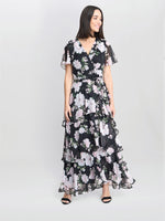 Sally Printed Maxi Tiered Dress With Tie Belt