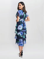 Marie Midi Printed Tiered Dress