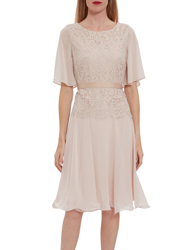 Frederica Lace And Chiffon Peplum Dress