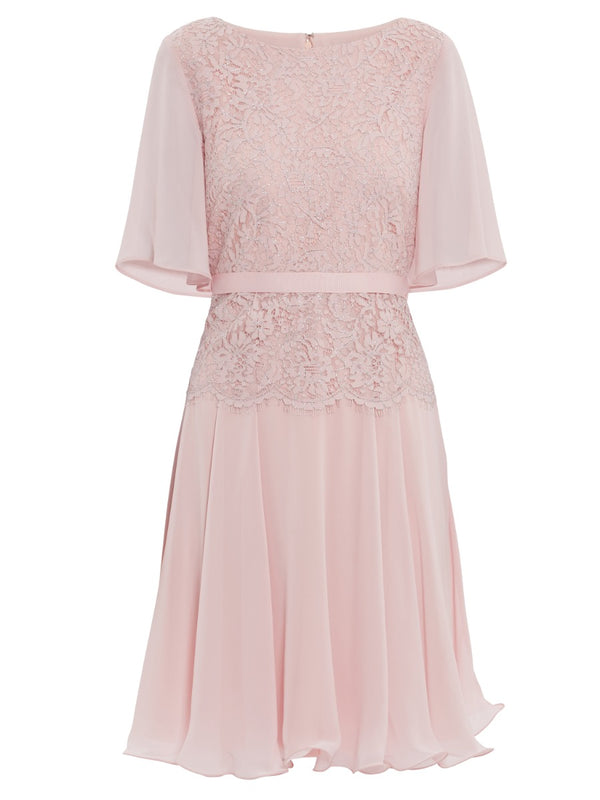 Frederica Lace And Chiffon Peplum Dress