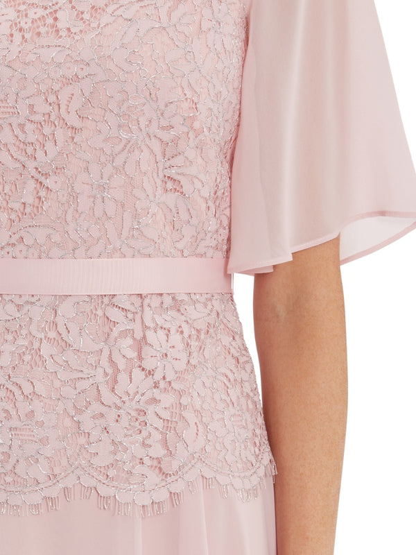 Frederica Lace And Chiffon Peplum Dress