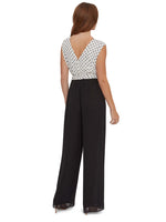 Milana Chiffon Jumpsuit With Spot Bodice