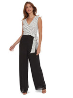 Milana Chiffon Jumpsuit With Spot Bodice