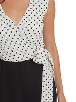 Milana Chiffon Jumpsuit With Spot Bodice