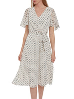 Freema Chiffon Spot Dress With Tie