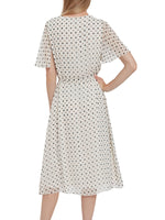 Freema Chiffon Spot Dress With Tie