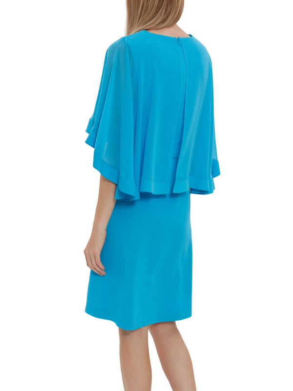 Chestina Moss Crepe Dress With Cape