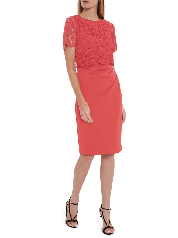 Kora Moss Crepe Dress Lace Overtop