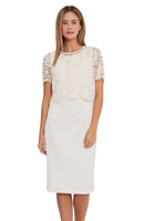 Kora Moss Crepe Dress Lace Overtop