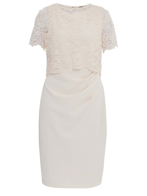 Kora Moss Crepe Dress Lace Overtop