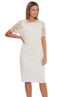 Kora Moss Crepe Dress Lace Overtop