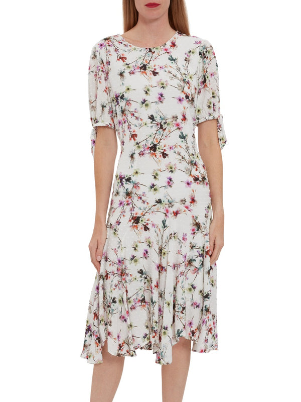 Dita Floral Dress With Tie Sleeves