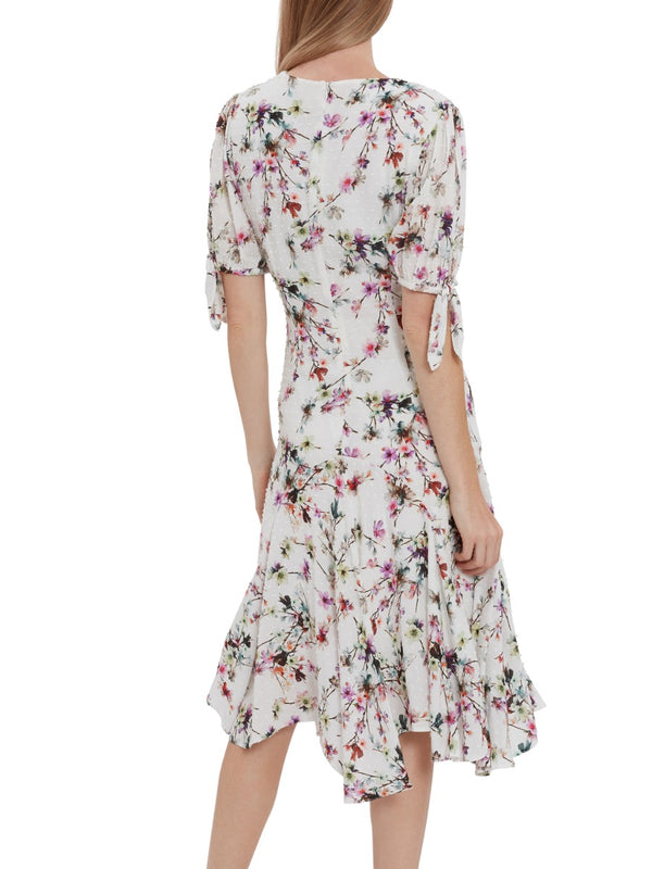 Dita Floral Dress With Tie Sleeves