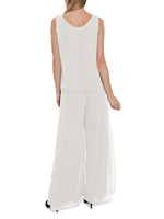 Sleeveless Chiffon Beaded Hem Top