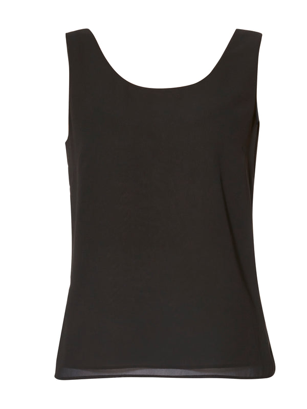 Black Double Layer Chiffon Cami