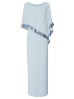 Tiffany Sequin Trim Cape Maxi Dress