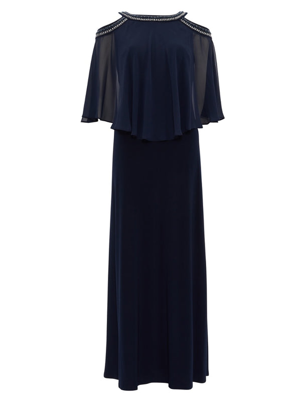 Turner Cold Shoulder Popover Gown With Beaded Neckline