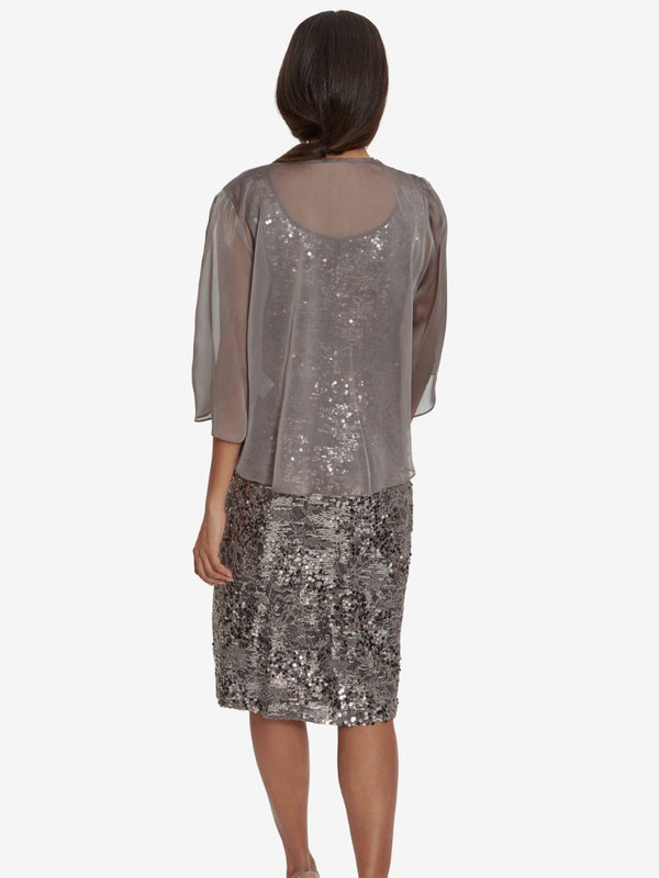 Winslet Sequin Lace Dress With Chiffon Jacket