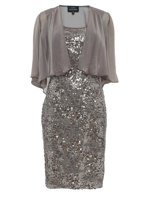 Winslet Sequin Lace Dress With Chiffon Jacket