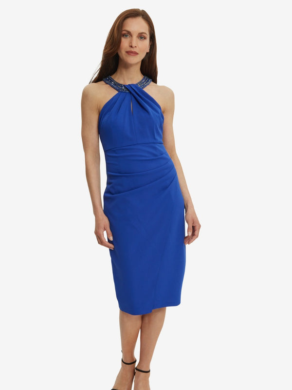 Suzanna Crepe Dress With Embellished Neckline