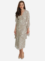 Lassie Embossed Print Dress And Shawl
