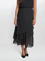 Gabrielle Midi-Length Asymmetric Triple Tier Chiffon Skirt