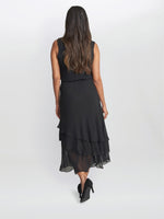 Gabrielle Midi-Length Asymmetric Triple Tier Chiffon Skirt