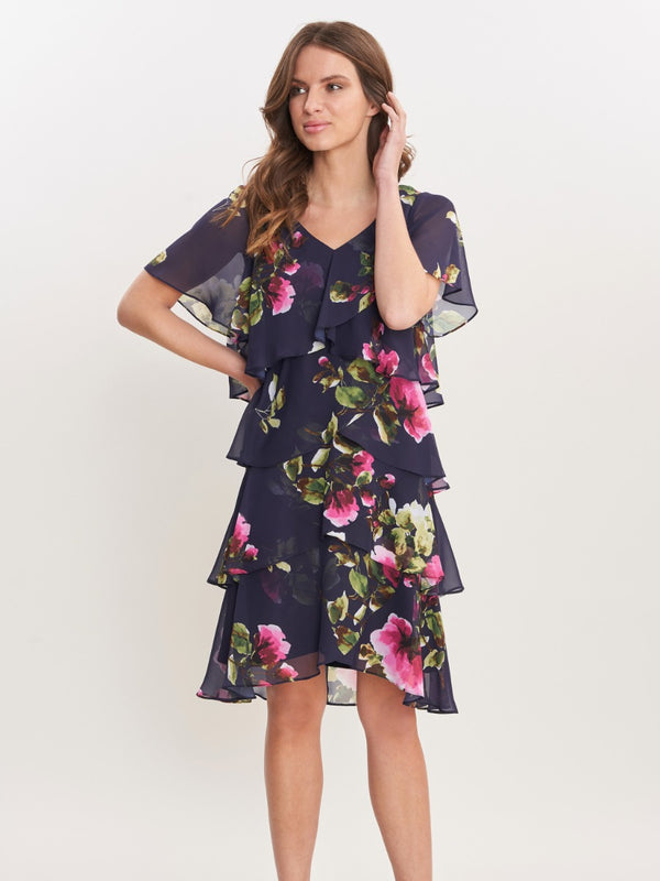 Cory Floral Tiered Chiffon Dress