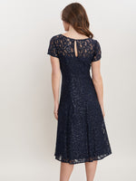 Leanne Cap Sleeve Midi Length Sequin Lace Dress