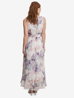 Charly Long Printed Sleeveless Dress With Surplice Neckline